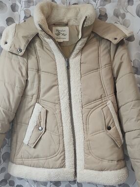 Maralyn & Me Cream Sherpa-Trim Puffer Coat